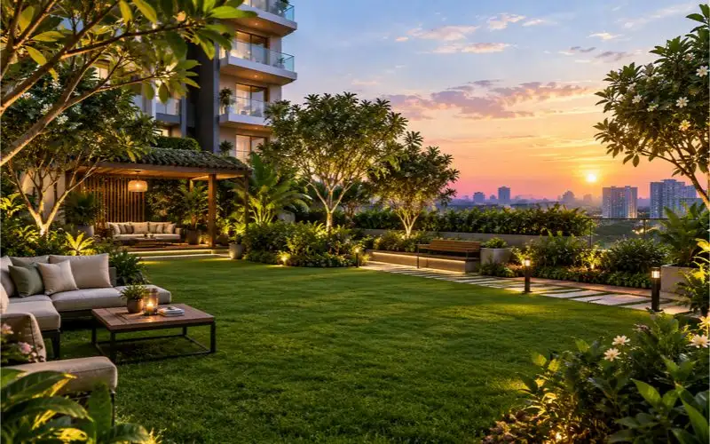 Landscaped garden visual